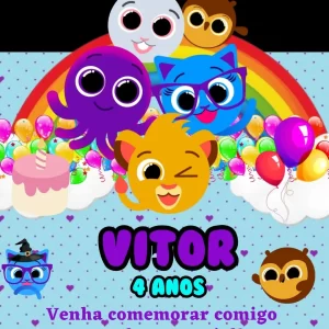 Convite Virtual Animado Bolofofos Menino em Vídeo MP4 – convite digital divertido e colorido com os personagens Bolofofos, ideal para festas infantis alegres.