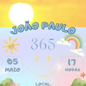 Convite Virtual Animado 365 Sorrisos – convite digital animado para comemorar o primeiro ano com alegria e diversão.