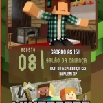 Convite Virtual Animado Minecraft Menino