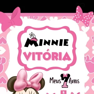 Convite Virtual Animado Minnie Rosa – vídeo convite digital com a personagem Minnie em tons de rosa, ideal para aniversários delicados e cheios de charme.