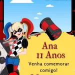 Convite Virtual Animado Arlequina