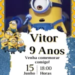 Convite Virtual Animado Tema Minions