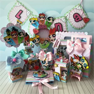 Arquivo Digital Meninas Super Poderosas Studio, PNG e PDF para decoração de festa infantil, topo de bolo e lembrancinhas personalizadas.