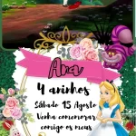 Convite Animado Alice no País das Maravilhas