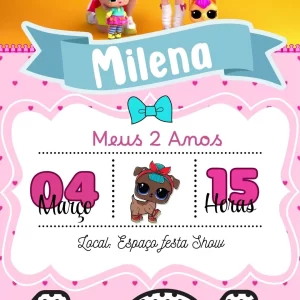 Convite Animado LOL Surprise em Vídeo MP4 – convite digital colorido e divertido inspirado nas bonecas LOL Surprise, ideal para aniversários infantis.