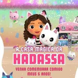 Convite Virtual Animado A Casa Mágica da Gabi – convite digital animado para festas infantis com tema mágico e divertido.