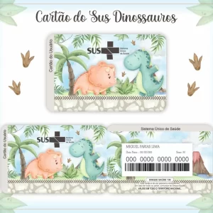 Arquivo Digital Cartão Sus Dino em PNG e PDF para festa infantil