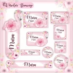 Arquivo Etiqueta Escolar Flamingo Rosa