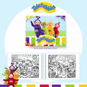 Arquivo Livro de Colorir Teletubbies PDF – livro para imprimir e pintar com páginas dos personagens Teletubbies, ideal para atividades infantis criativas e divertidas.