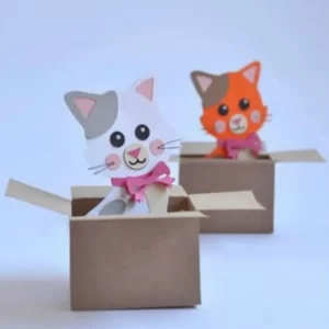 Arquivo de Corte Caixa de Gatinho Studio para lembrancinhas de festa infantil