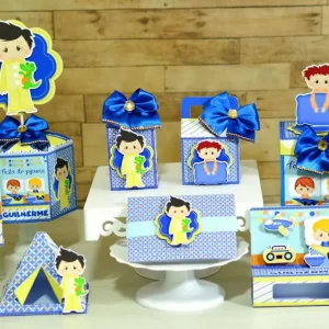 Arquivo de Corte Festa do Pijama Studio e PDF para topo de bolo, enfeites, convites, centro de mesa e lembrancinhas personalizadas para festa infantil.