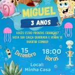 Convite Aniversário Animado Bob Esponja