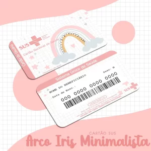 Cartão Sus Digital Arco Íris Minimalista para lembrancinhas de festa