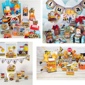 Combo 4 Pack Arquivo de Corte Construção para festa infantil temática