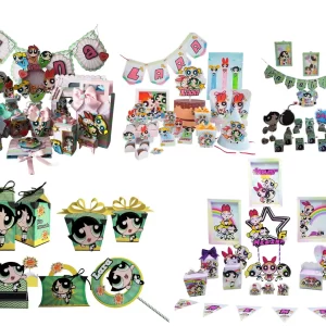 Conjunto de arquivos digitais das Meninas Super Poderosas para decoração de festas