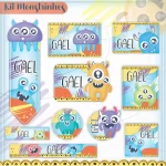 Etiqueta Escolar Monstrinhos Studio, Png, Cdr e Pdf