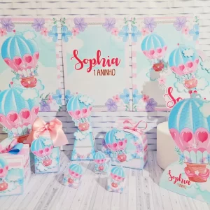 Arquivo de corte Festa Balão Rosa para impressão e recorte Studio e PDF