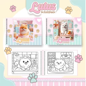 Livro de colorir cachorro Lulu da Pomerania em PDF para imprimir, páginas para colorir e divertir crianças e adultos.