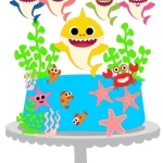 Topo de Bolo Baby Shark Silhouette Studio