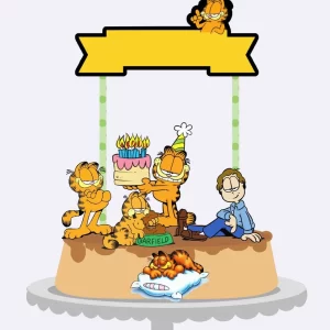 Topo de Bolo Garfield Silhouette Studio para festa infantil temática