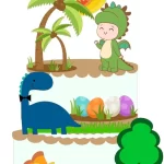 Topo de Bolo Menino Fantasia Dinossauro Studio