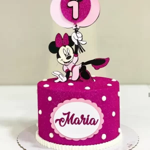 Topo de Bolo Minnie Balões Studio para decoração de festa infantil