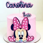 Topo de Bolo Rosa Minnie Baby Studio