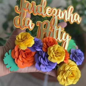 Topo de Bolo Tardezinha das Flores Studio para festa infantil temática