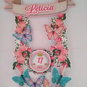 Topo de Bolo Borboleta Studio para festa infantil temática
