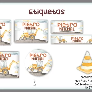 Volta às Aulas Etiqueta Escolar Trator para imprimir PNG – etiquetas escolares para material personalizadas com tema trator.