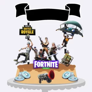 Arquivo Digital Topo de Bolo Fortnite Studio para festa infantil temática