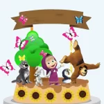 Topo de Bolo Digital Masha e o Urso Studio