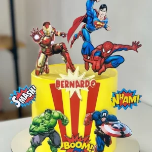 Topper de bolo Super Heróis para imprimir – arquivo digital para decoração de festas infantis.