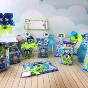 Arquivo digital Monstros S.A Studio e PDF para toppers, lembrancinhas e enfeites de mesa infantil temática.