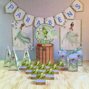 Arquivo digital Princesa e o Sapo Studio para topper de bolo e decoração de festa infantil temática.