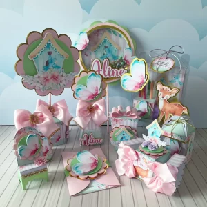 Arquivo de corte Jardim Encantado Luxo para toppers, lembrancinhas e enfeites infantis sofisticados.