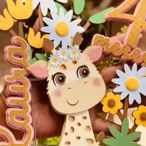Arquivo de corte topper de bolo Girafinha Studio para festa safari e decoração infantil.