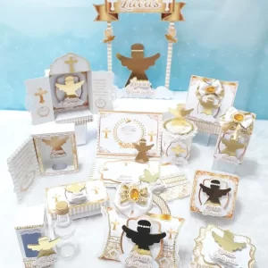 Arquivo de corte Decoração Aniversário Tema Batizado Studio para topper e enfeites de festa infantil.