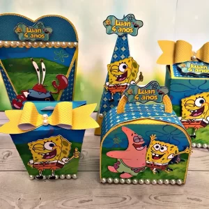 Arquivo de corte Bob Esponja Studio para topper de bolo e decoração temática de aniversário infantil.