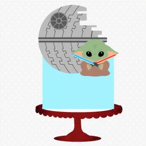 Arquivo de corte Decoração Bolo Star Wars com Topper Studio para bolo e decoração de festa infantil com tema espacial.