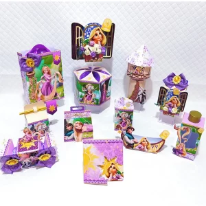Decoração Infantil Enrolados Rapunzel Studio e PDF para toppers, enfeites de mesa e lembrancinhas infantis.