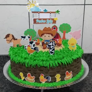 Decoração topo de bolo Fazendinha Menino arquivo de corte Studio para imprimir