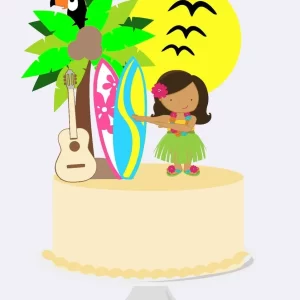 Decoração topo de bolo festa havaiana arquivo de corte Studio para imprimir