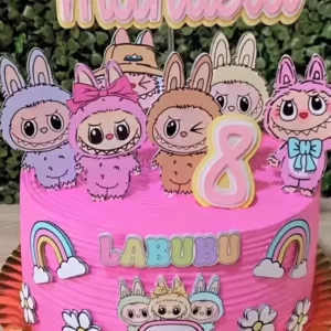 Decoração topo de bolo Labubu arquivo de corte Studio para imprimir e recortar