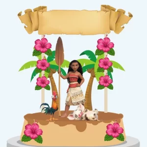 Decoração topo de bolo Moana Adulto arquivo de corte Studio para imprimir e recortar