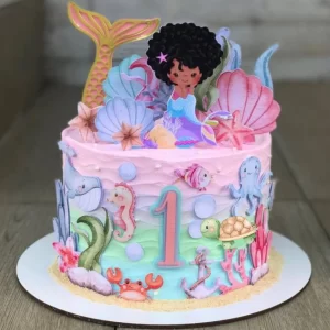 Decoração topo de bolo Sereia Morena arquivo de corte Studio para imprimir