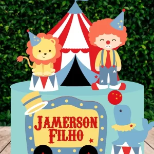Arquivo de corte Decoração Topper Circo para Imprimir Studio para topper de bolo e enfeites de festa infantil com tema circo.