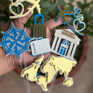 Arquivo de corte Decoração Topper Viagem para Imprimir Studio, ideal para topper de bolo e decoração temática de festa infantil.