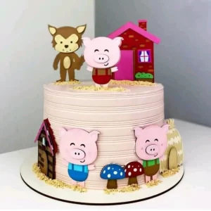 Arquivo de corte topper de bolo 3 Porquinhos Studio para decoração de festa infantil personalizada.