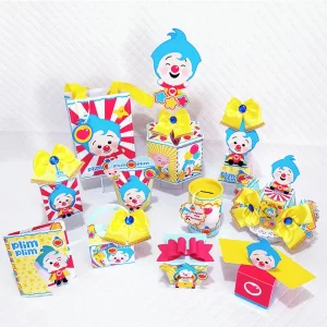 Arquivo de corte e digital Festa Tema Palhaço Plim Plim Studio e PDF para topper, enfeites e lembrancinhas.